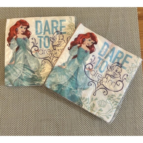 Disney Ariel Dare To Dream Luncheon Napkins 16 Count DesignWare Party Decoration - Picture 1 of 4